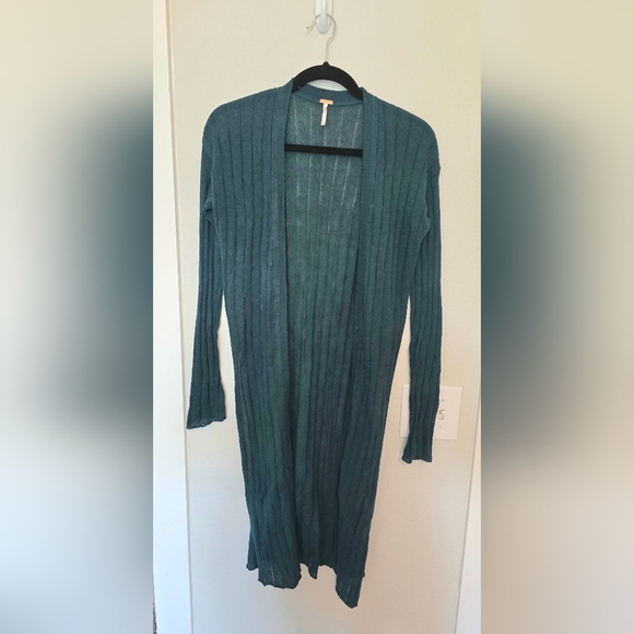 Free People Duster Cardigan In Deep Teal Size XS - Picture 2 of 5